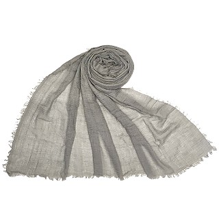 Plain stole in crinkled cotton fabric - Light grey